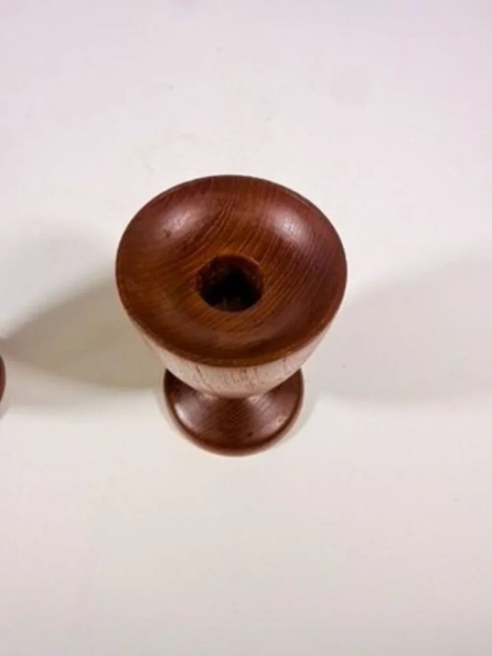 Wood Candleholders Pair Set 2 Burma Teak Mid Century Vintage Danish Style Home T